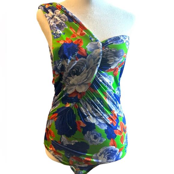 Zara Women's Floral Classy Seasonal Style One Strap Ruched Side Body Suit Sz S - Picture 2 of 12